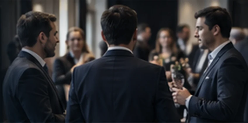 Empresarios conversando en un evento del club